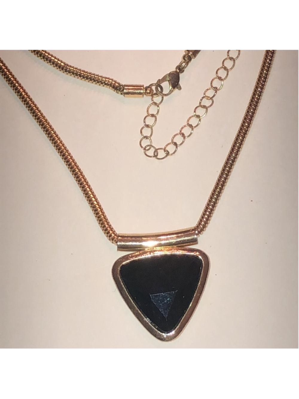 Gold Tone and Black Boho Pendant Necklace